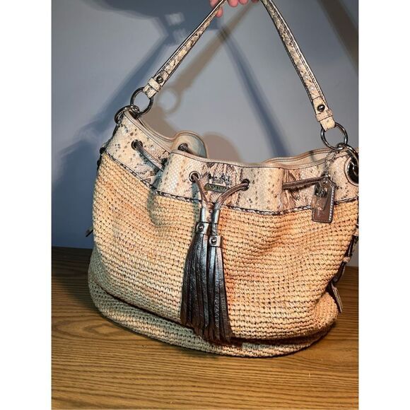Coach Oversized Straw Python Tote bag Unique and Beautiful - Picture 1 of 9